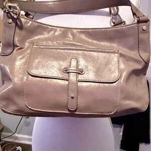 Liz Claiborne Shiny Beige Shoulder Bag